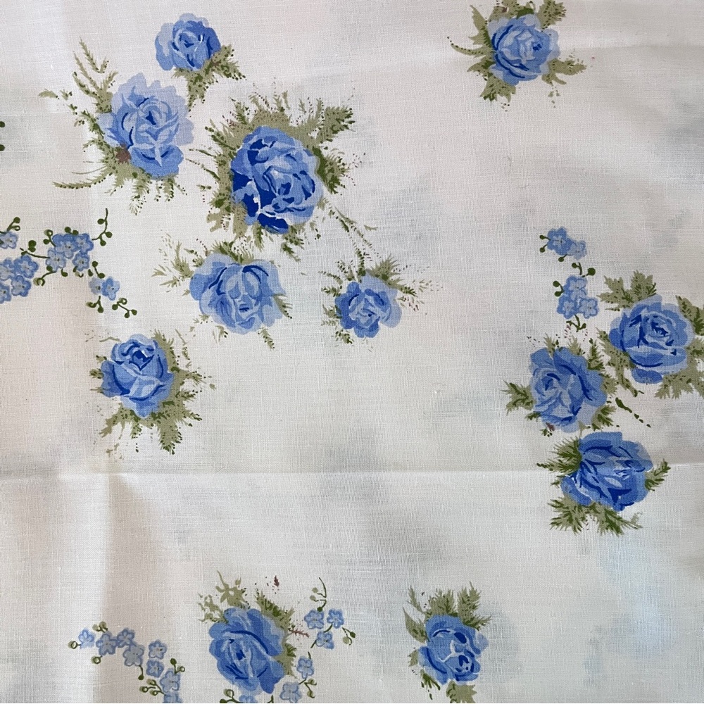 Vtg WABASSO Double Fitted/Full Sheet Blue Roses Unused No Iron Canada Made New